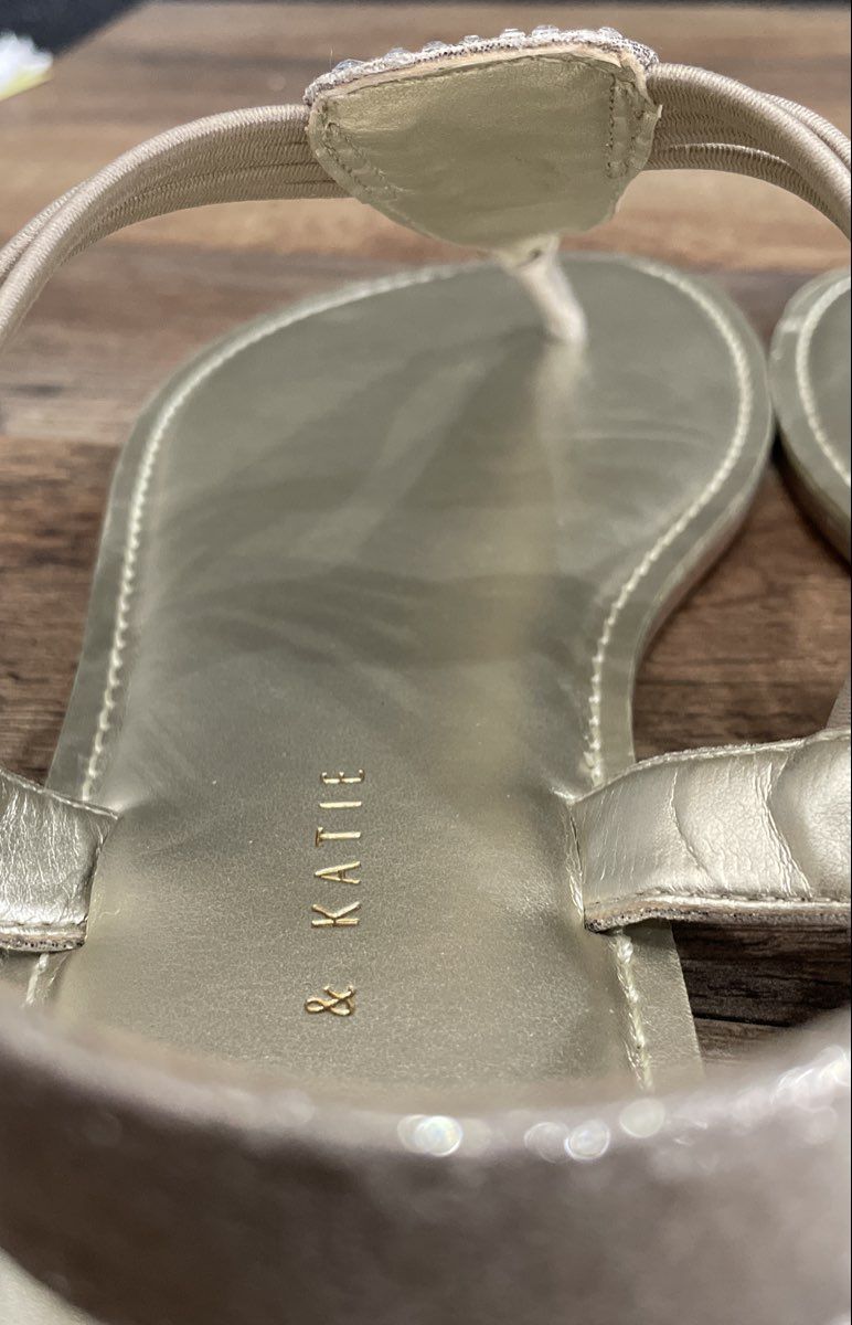 Kelly & Katie Silver Rhinestone Slingback Flip Flop Sandals Women's Size 11M
