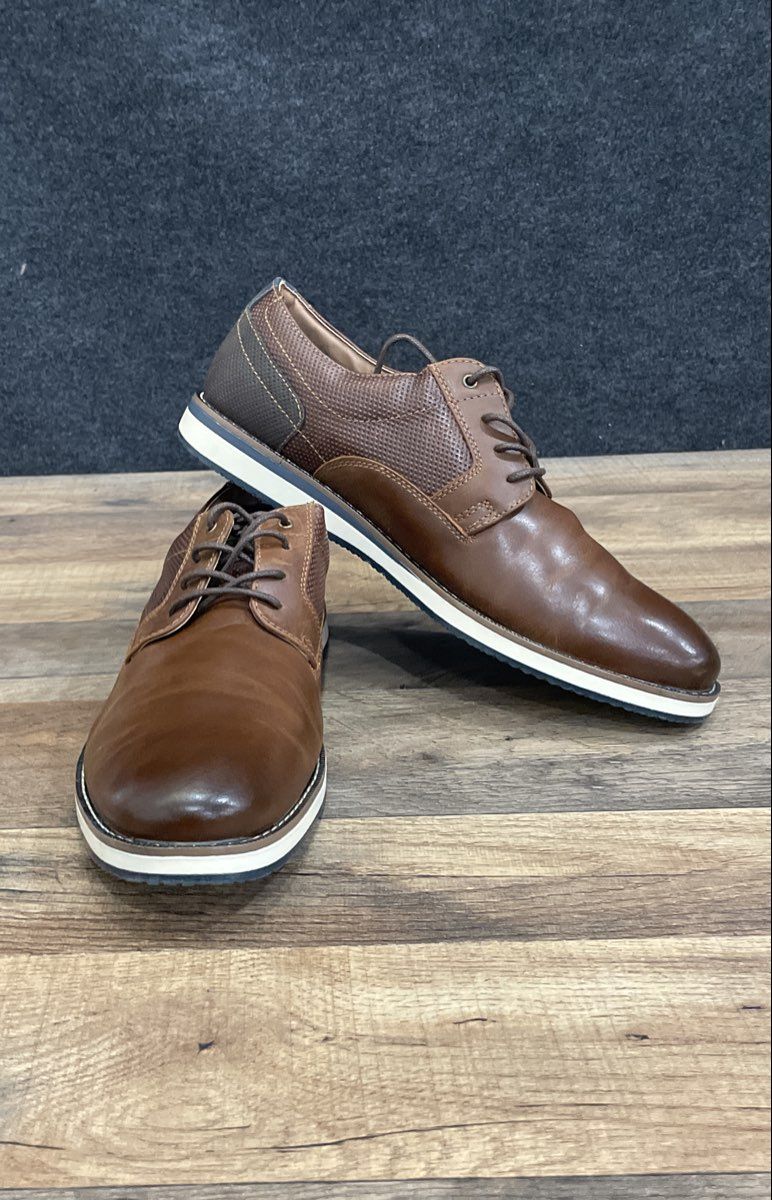 Nunn Bush Barklay Brown Leather Plain Toe Oxford Sneakers Men's Size 9
