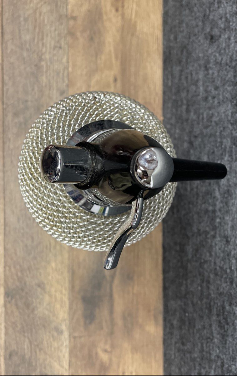 Vintage Mid-Century Seltzer Bottle Soda Siphon Wire Mesh Glass Barware