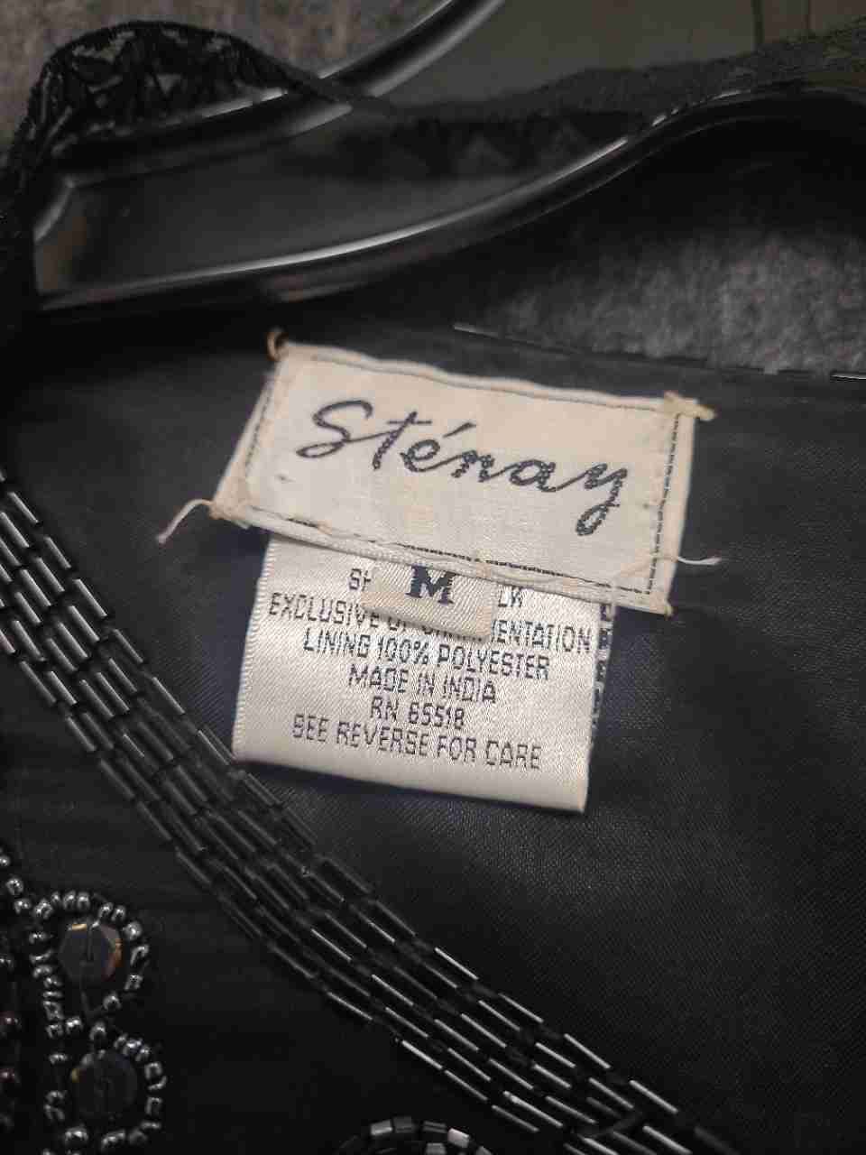 Vintage 90s Stenay Women's Black Paisley Heavy Beaded Sequin Evening Jacket Sz M