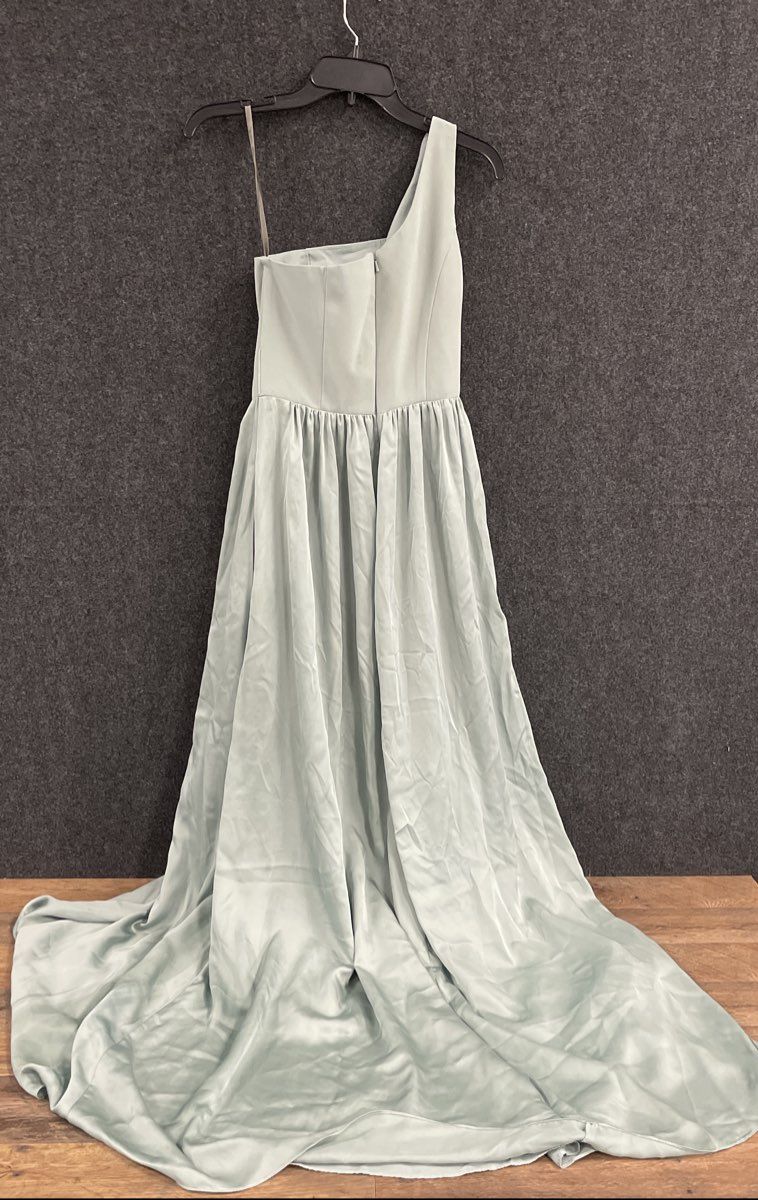 White by Vera Wang Women's Sage Green One Shoulder Bridesmaid Maxi Dress Sz 0