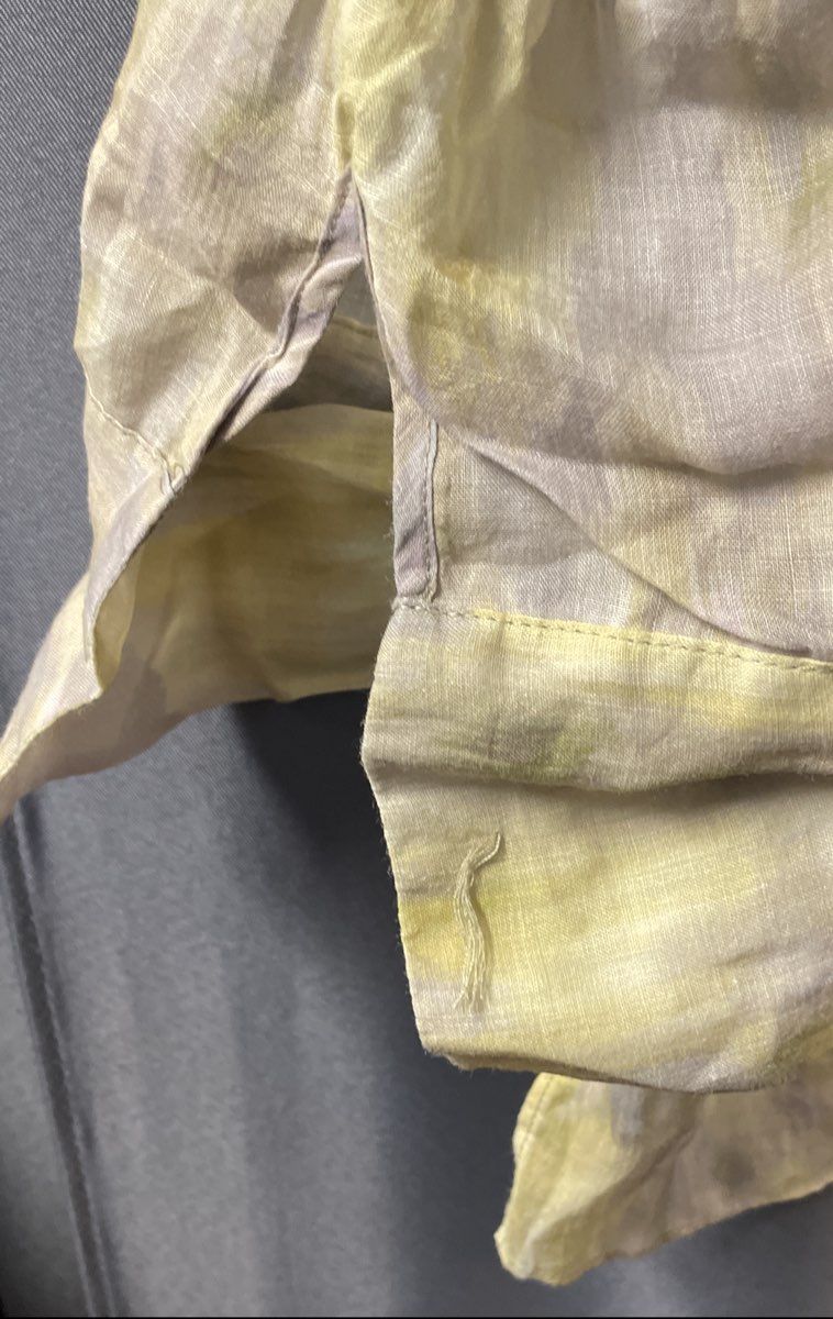Zara Women's 2-Piece Set Yellow Gray Watercolor Shirt Wide Leg Pants Sz XL