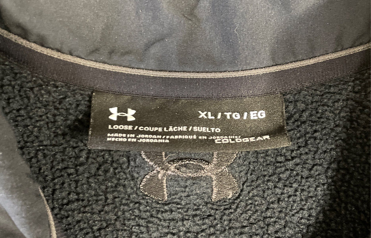 Under Armour Men's Black ColdGear Loose Snap Fleece Pullover Sweater Sz XL