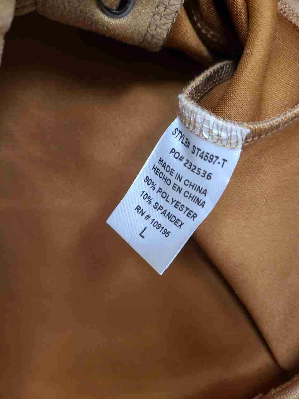 Julia by Love J Women's Tan Faux Suede Lace-Up Corset Cropped Shirt Sz L