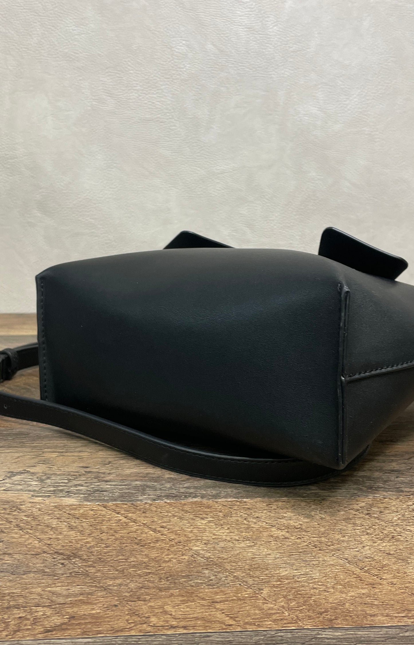 Karl Lagerfeld Paris Black Smooth Bag with Front Bow Crossbody Shoulder Bag