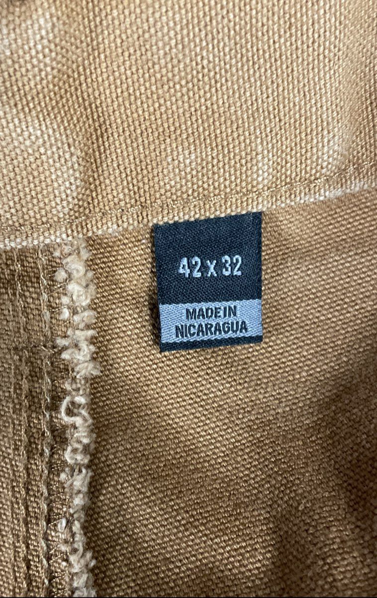 Carhartt Men's Brown Washed Duck Work Dungaree Carpenter Pants Heavyweight