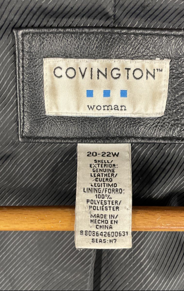 Covington Women's Black Leather Zip Up Mock Neck Plus Size Jacket Sz 20-22W
