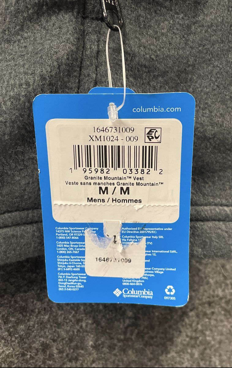 Columbia Men's Granite Mountain Fleece Vest Grey Full Zip NWT Sz M