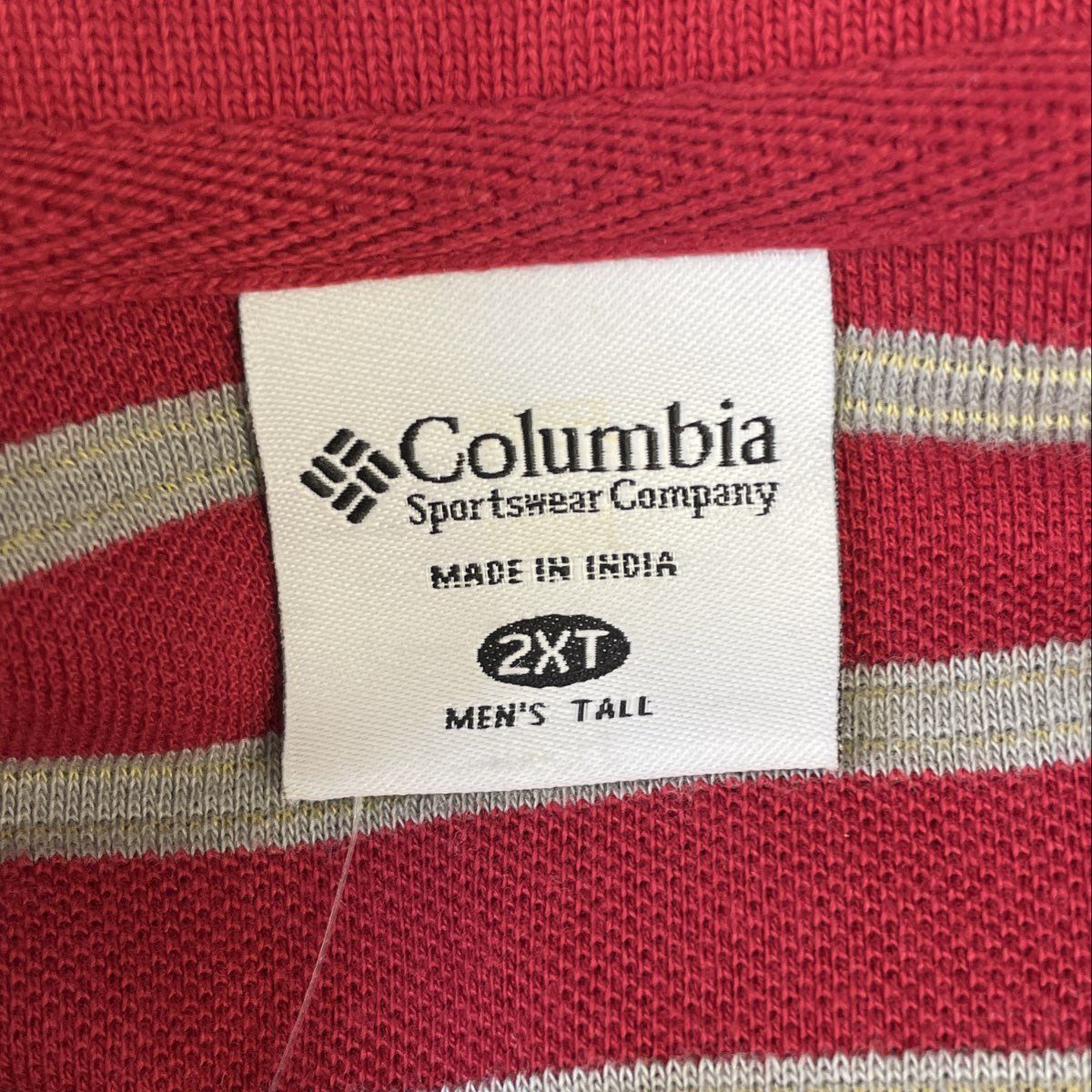 Columbia Men's Red White Striped Short Sleeve Polo Shirt Cotton Sz 2XT