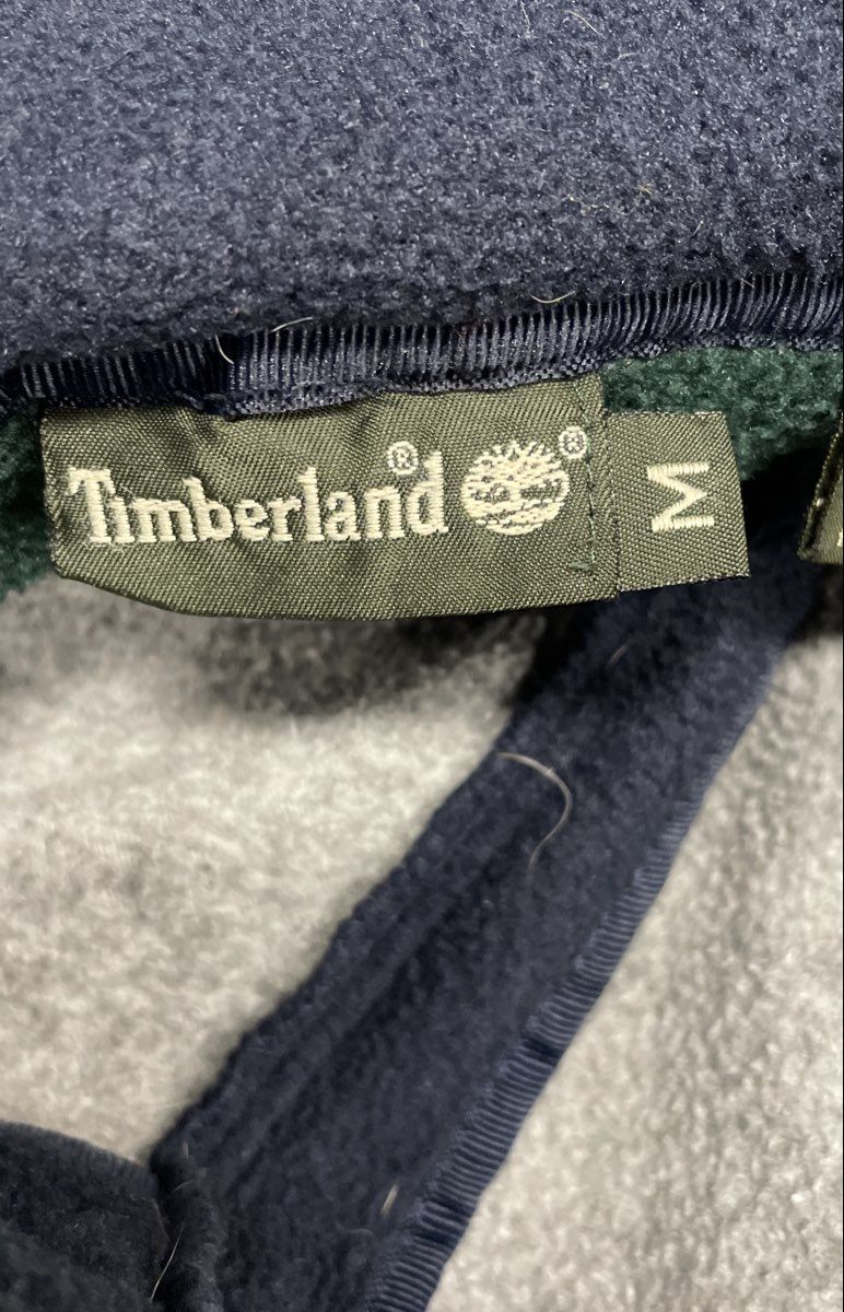 Vintage Y2K Timberland Men's Gray Full Zip Fleece Jacket Mock Neck Sz M