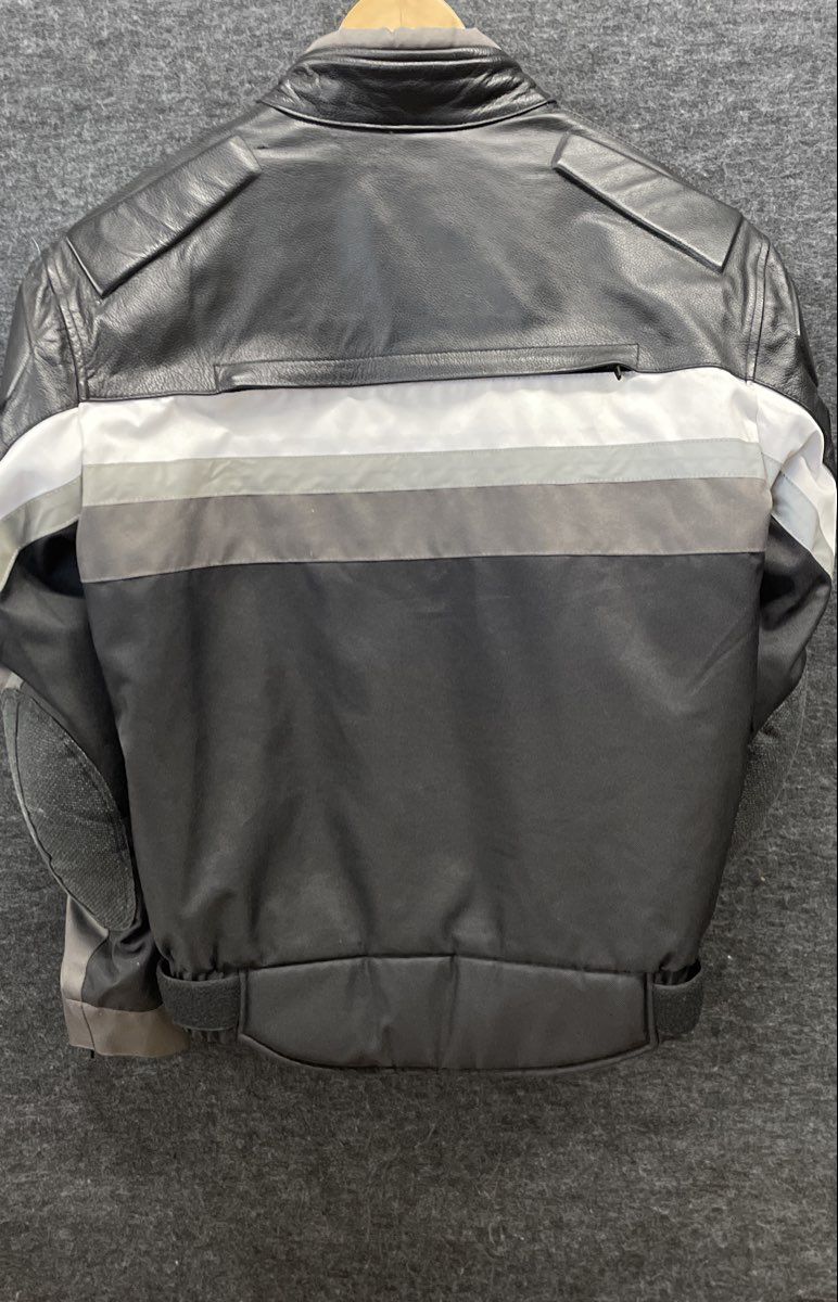 Xelement Men's Motorcycle Jacket Black Gray White Padded Armor Hybrid Sz M