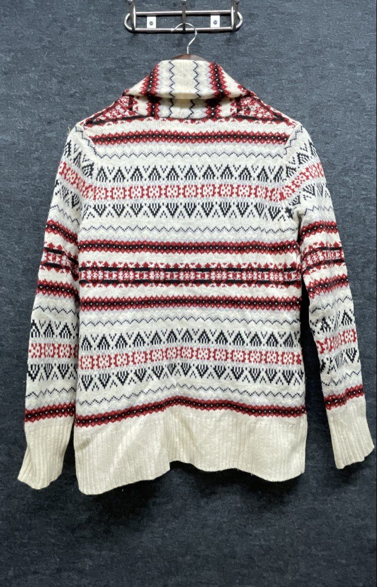Cambridge Dry Goods Women's Cardigan Cream Fair Isle Shawl Collar Lambswool S