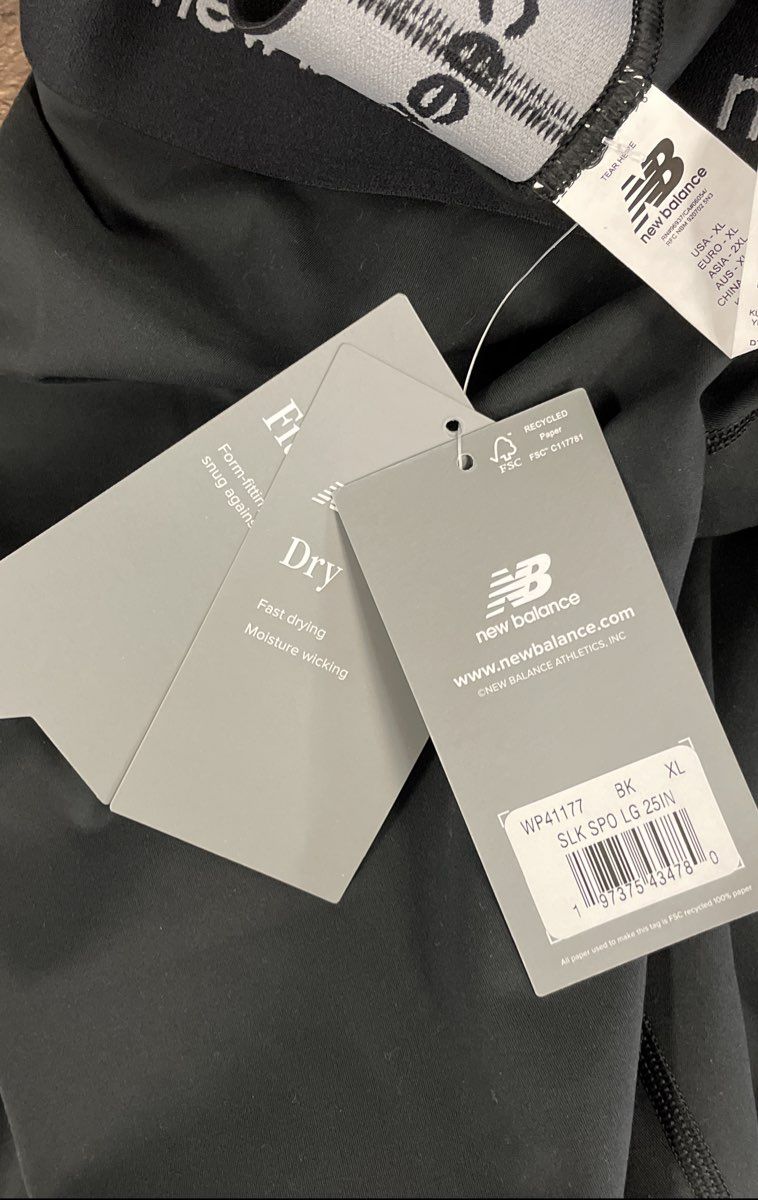 New Balance Women's NB Sleek Leggings Black 25" High Rise 4-Way Stretch Sz XL