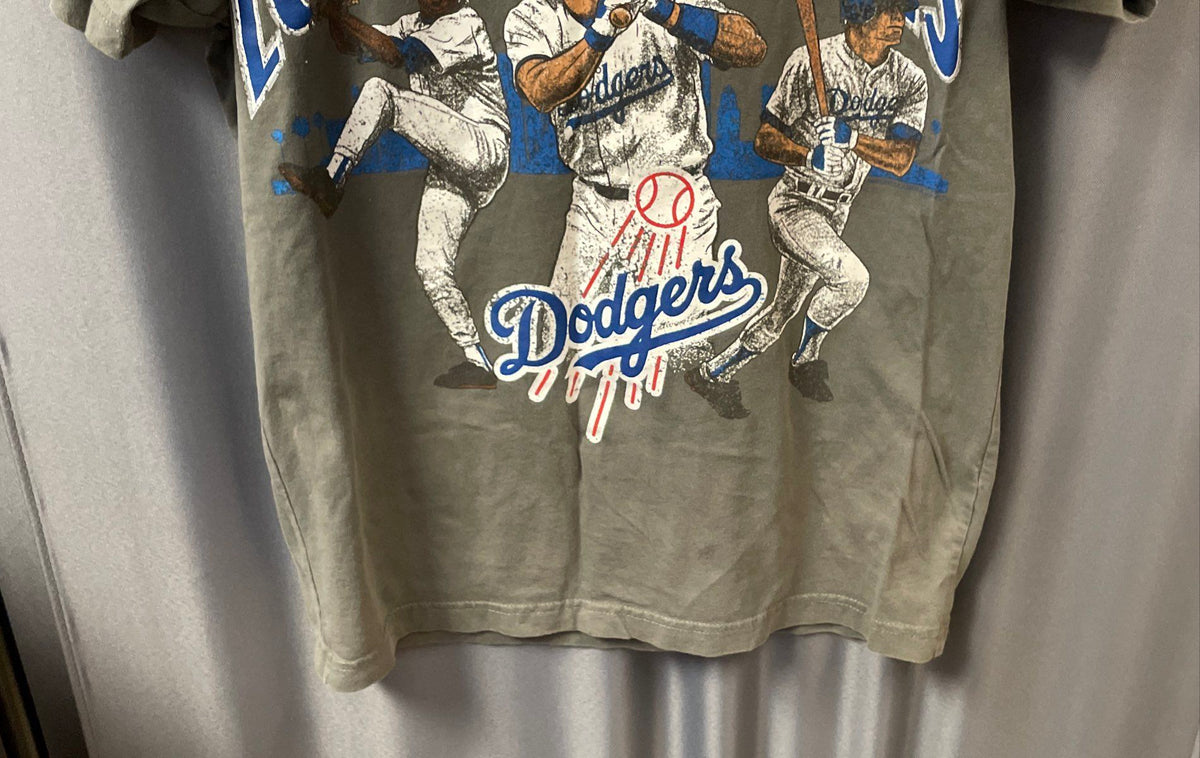 Mitchell & Ness LA Dodgers MLB Graphic T-Shirt Double Sided Gray Sz M