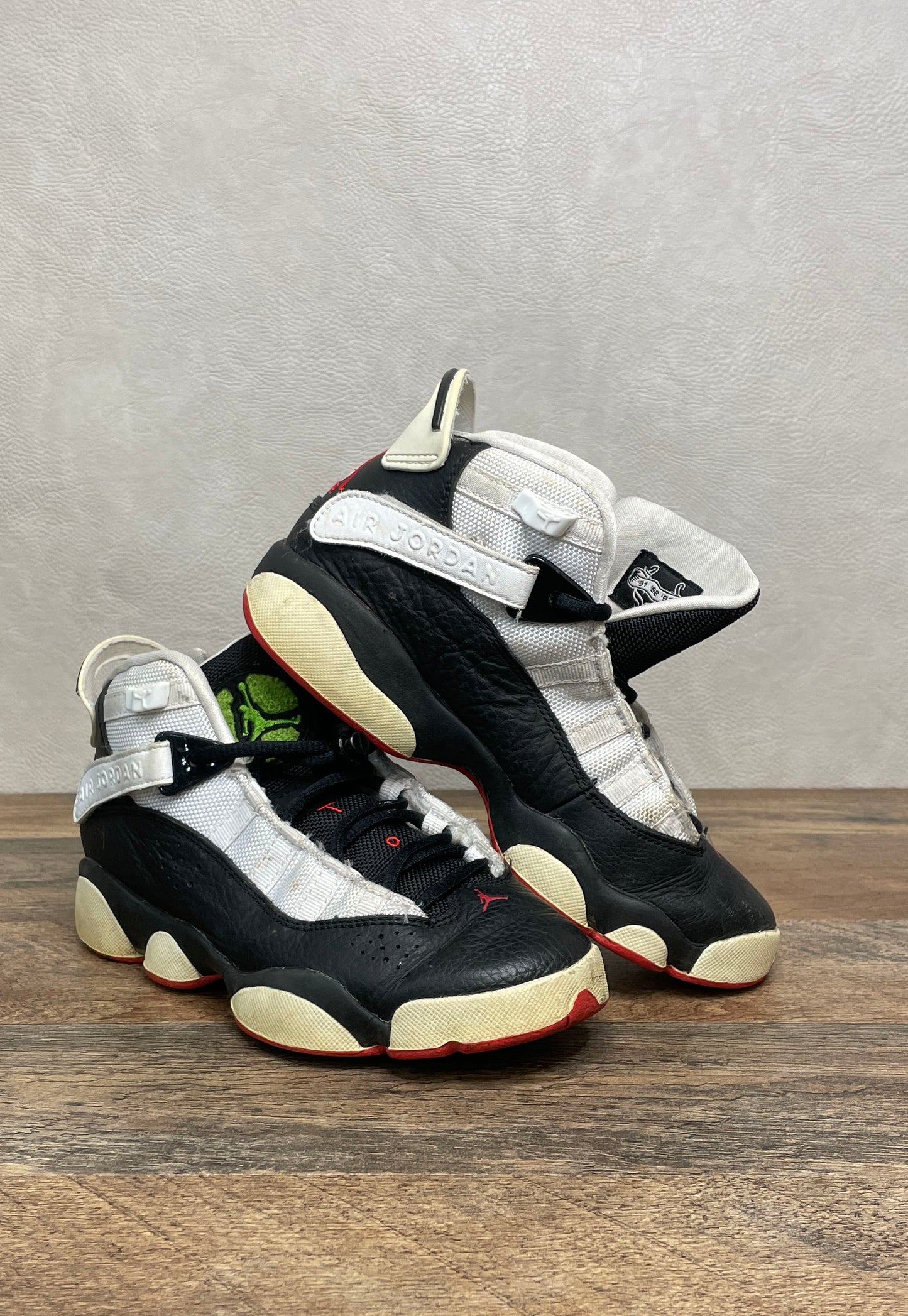 Nike Air Jordan 6 Rings Black White Gym Red Youth Basketball Shoes Size 4Y