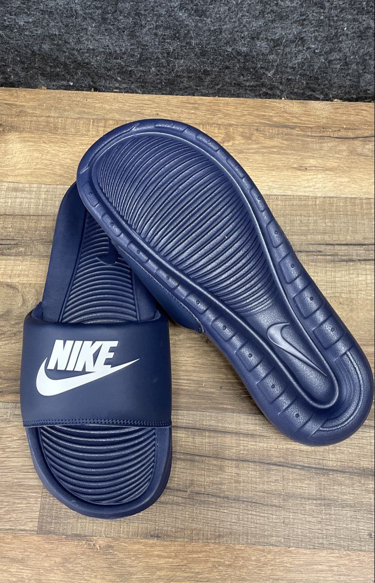 Nike Victori One Men's Navy Blue White Slide Sandals Size 8