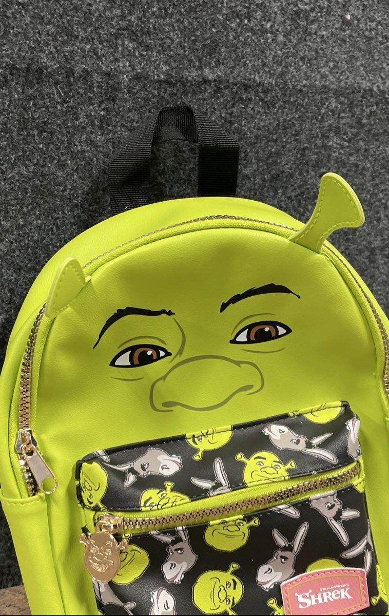 DreamWorks Shrek Green Ogre Face 3D Ears Mini Backpack Handbag NWT