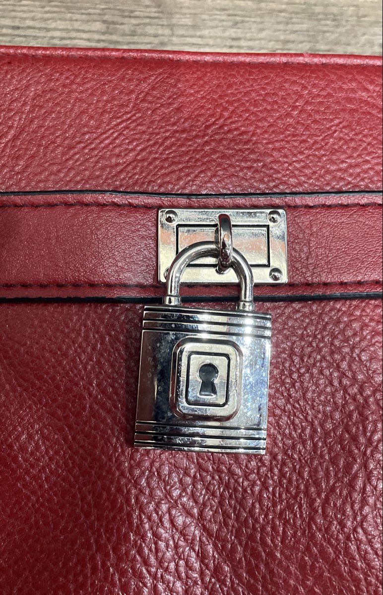Rosetti Red Leather Pebbled Satchel Large Handbag Crossbody Silver Hardware