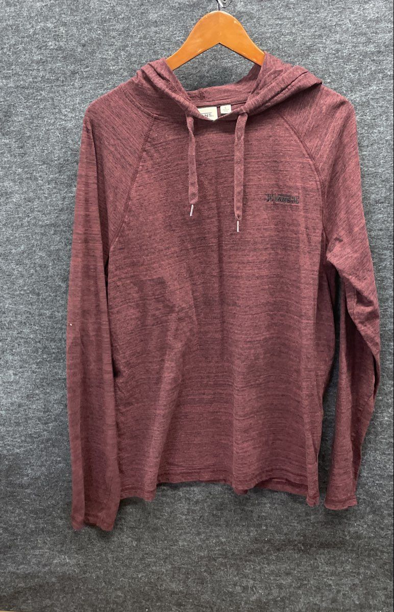 Vans Men's Red Heather Lightweight Space Dye Raglan Long Sleeve Hoodie Sz L