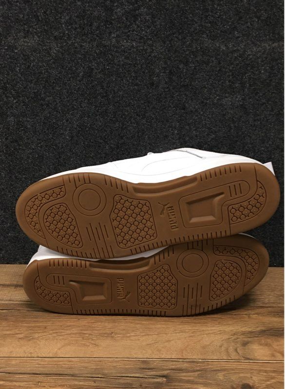 Puma Rebound LayUp Low White Gum Basketball Lifestyle Sneakers Men's Size 13