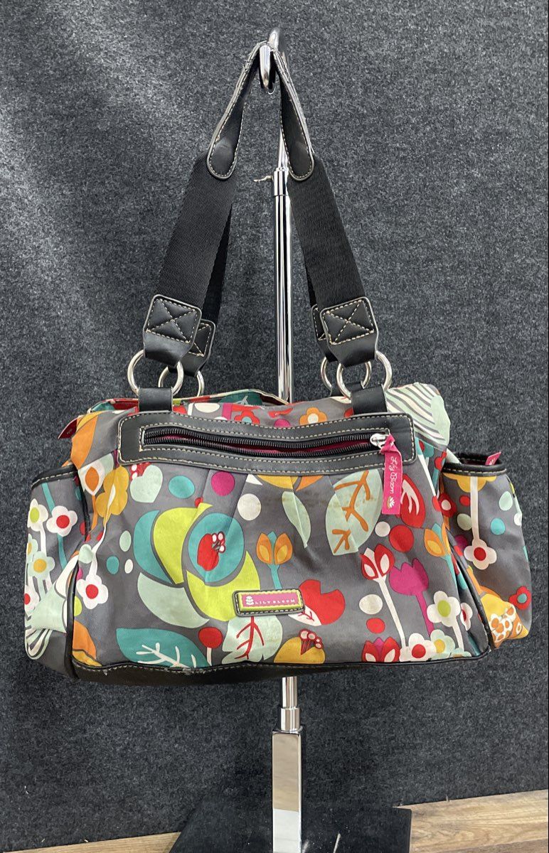 Lily Bloom Multi-Color Floral Fabric Shoulder Bag Tote Large
