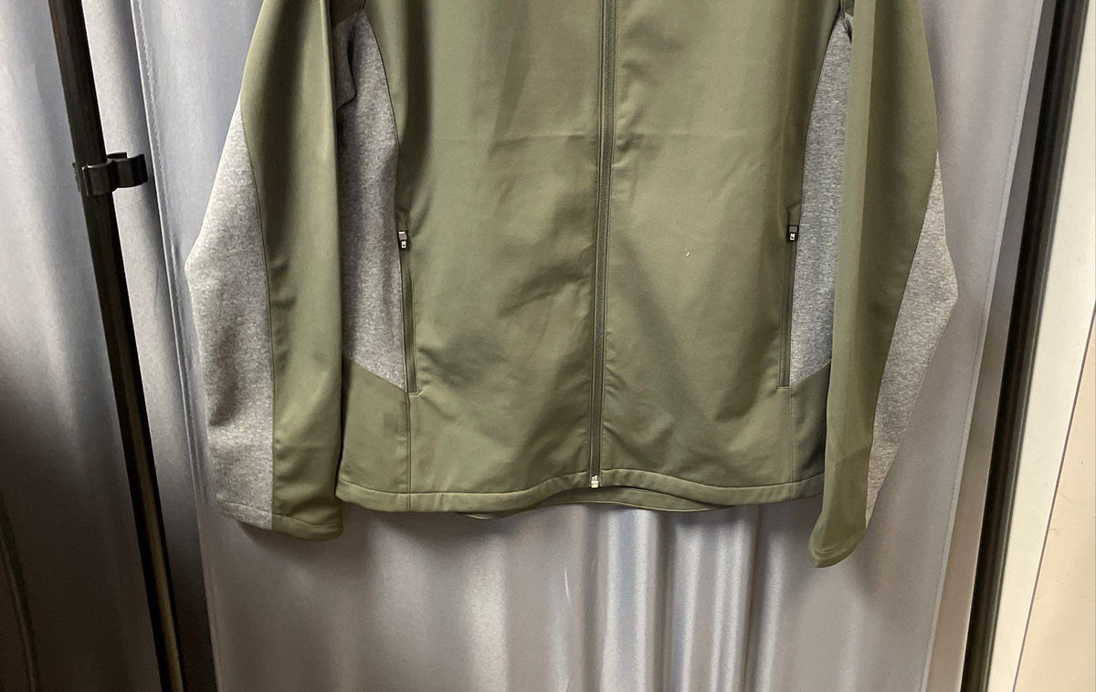 Cutter & Buck Men's Stealth Full Zip Jacket Green Gray Hybrid Mock Neck NWT L