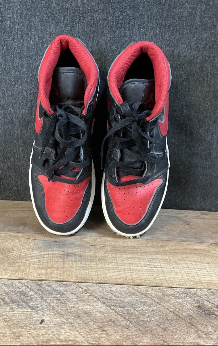 Nike Air Jordan 1 Mid GS Black Gym Red White Bred Sneakers Size 5.5Y