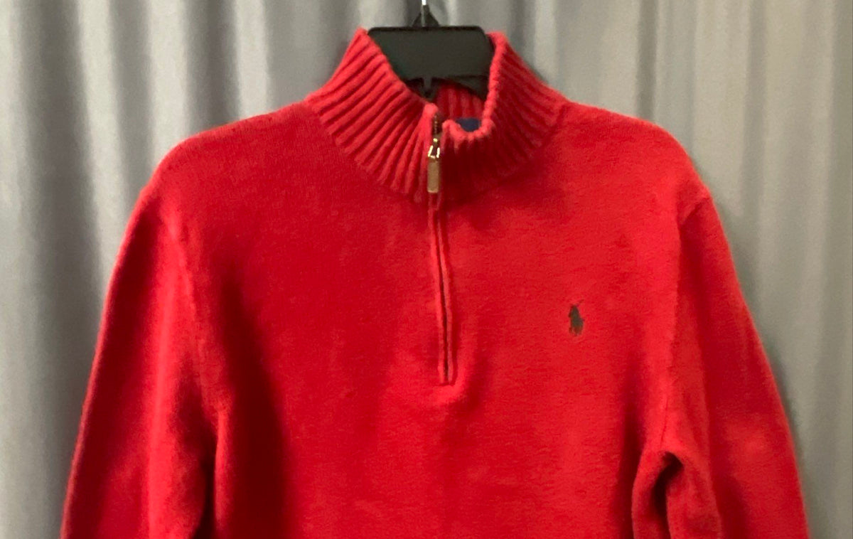 Polo Ralph Lauren Men's Red 1/4 Zip Cotton Knit Sweater Sz M