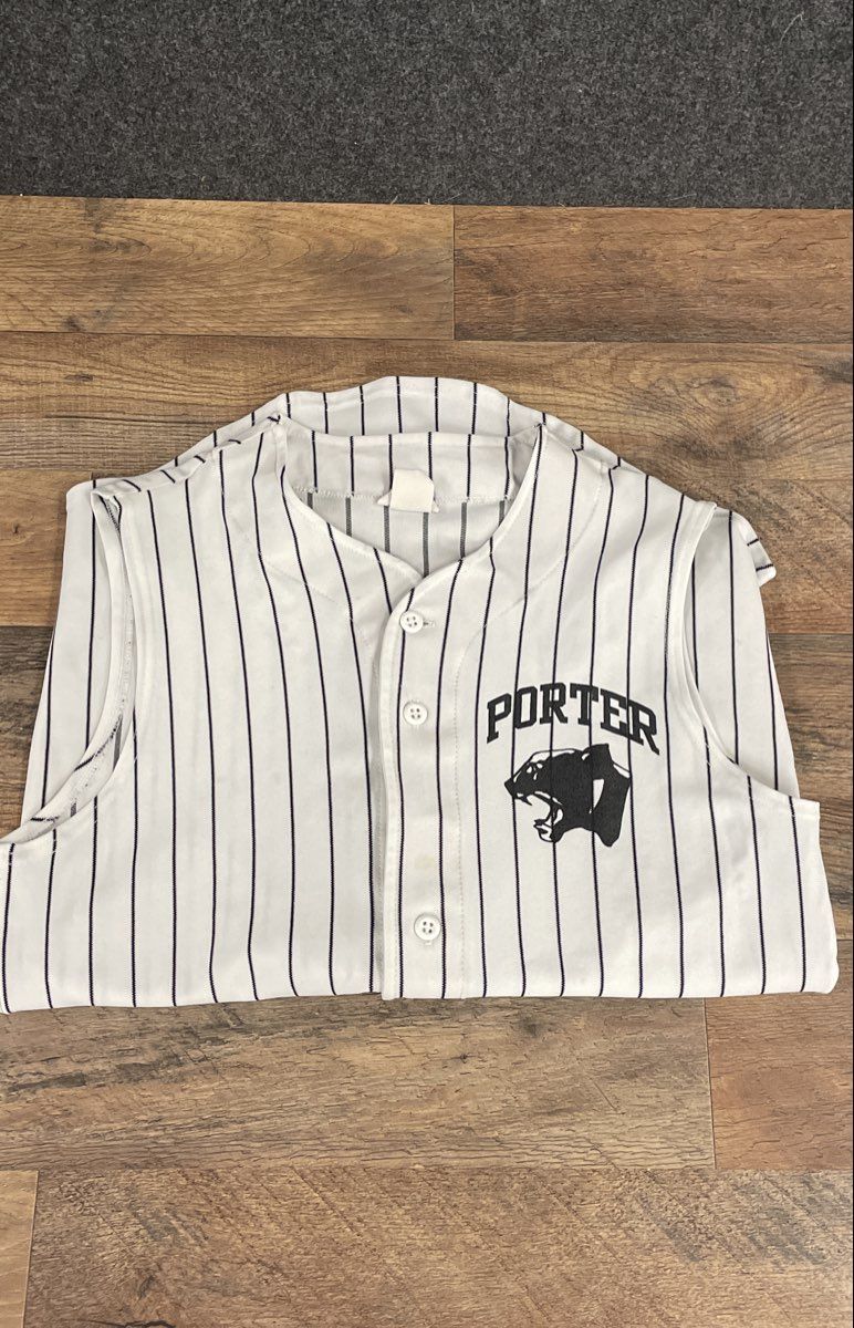 Vintage 90s Men's Porter Panthers Baseball Jersey Sleeveless Pinstripe Sz L