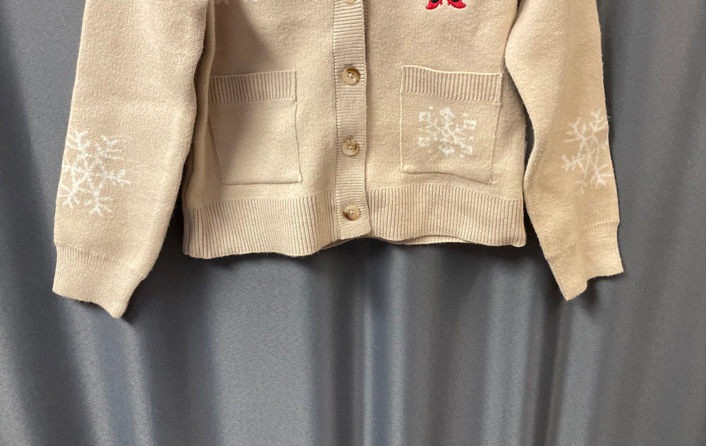 Disney Toddler Tan Minnie Mouse Christmas Snowflake Cardigan Sweater NWT Sz 3