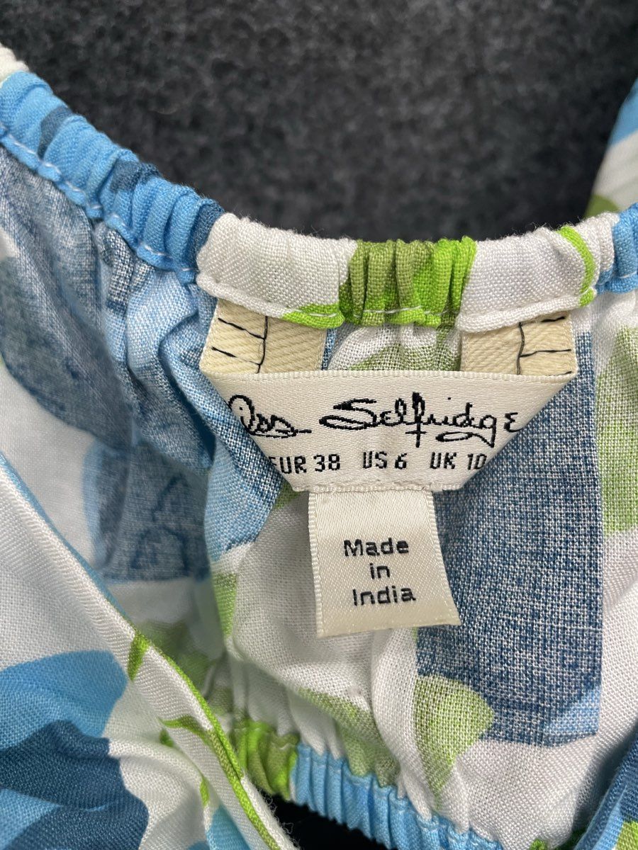 Miss Selfridge Women's Blue Green Floral Rose Maxi Dress Tie Back Cut Out Sz 6