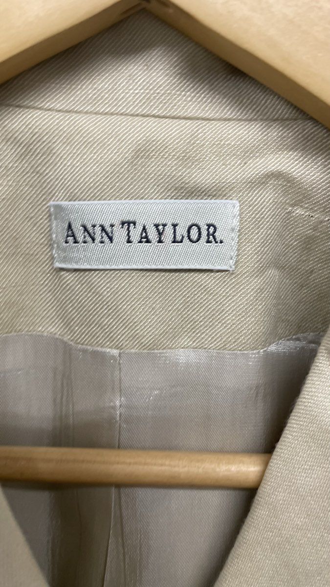 Vintage Ann Taylor Women's Tan Linen 4-Button Blazer Jacket Tailored