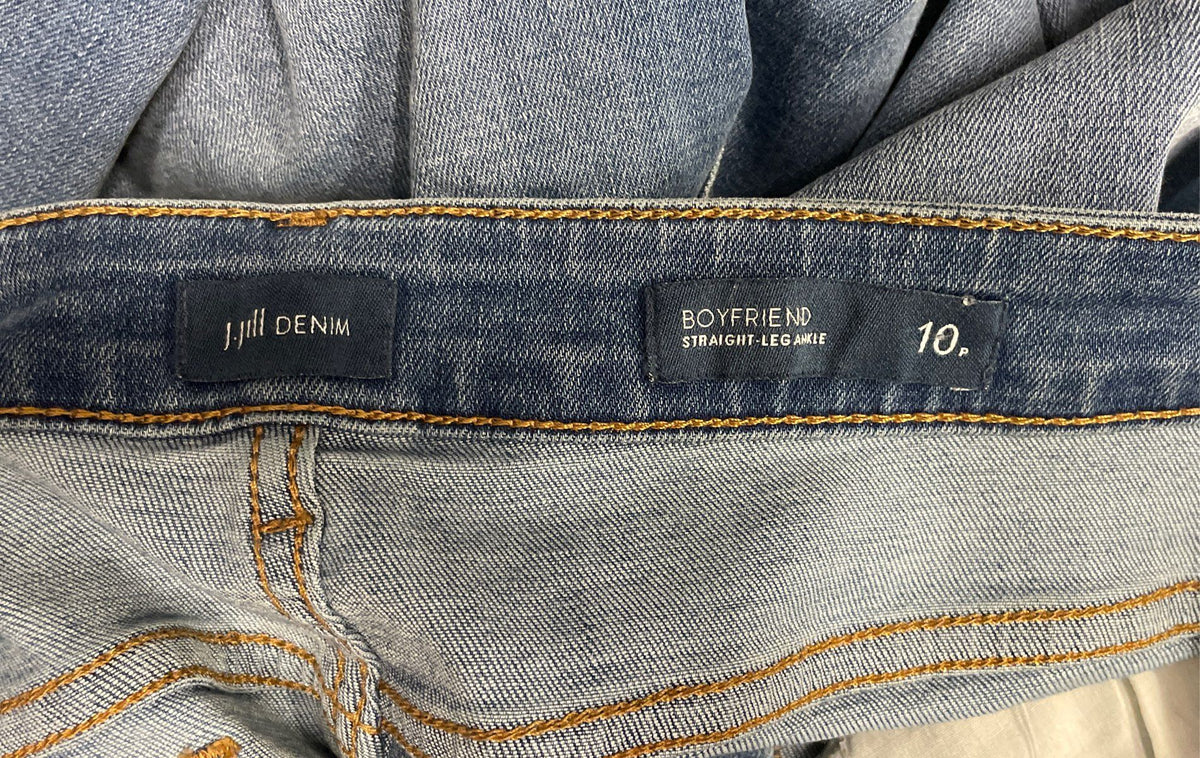 J. Jill Women's Straight-Leg Ankle Boyfriend Jeans Brooklyn Wash Blue Sz 10P NWT