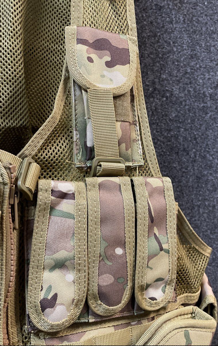 Men's Tactical Military Cross Draw Vest Tan Camo Mesh Airsoft Hunting
