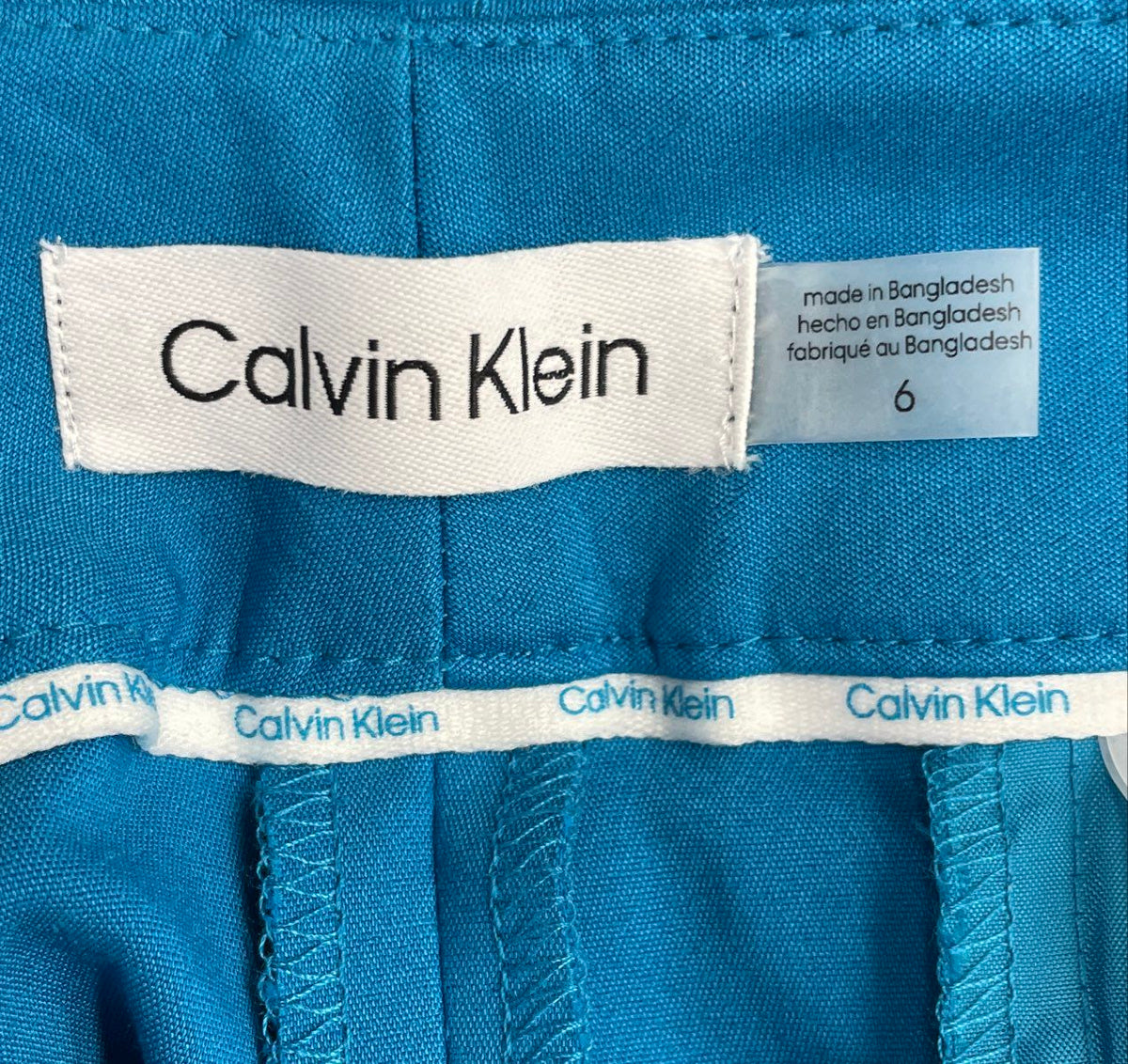 Calvin Klein Women's Blue Single Button Blazer Tapered Pant Suit Set Sz 8