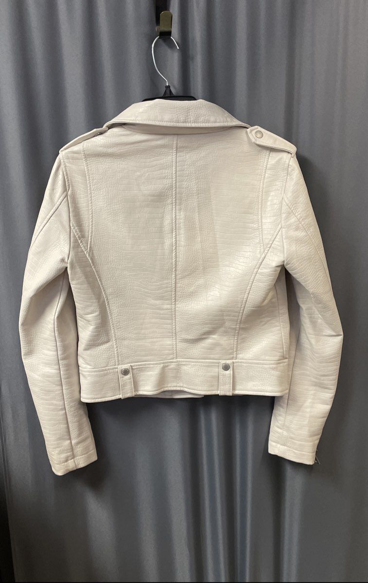 Levi's Women's White Croc Texture Faux Leather Moto Biker Jacket Sz S