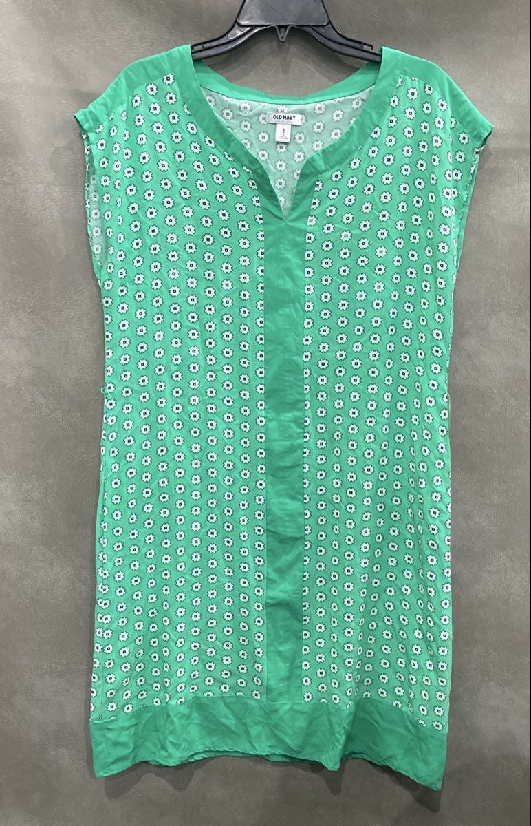 Old Navy Women's Green Floral Sleeveless Rayon Tunic Shift Top Size M
