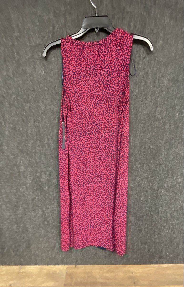 Michael Michael Kors Women's Pink Navy Abstract Print Sleeveless Tie Dress Sz M