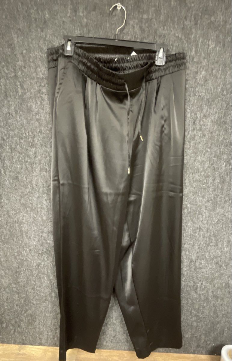 Anne Klein Women's Black Woven Satin Slim Ankle Pants Sz XL NWT