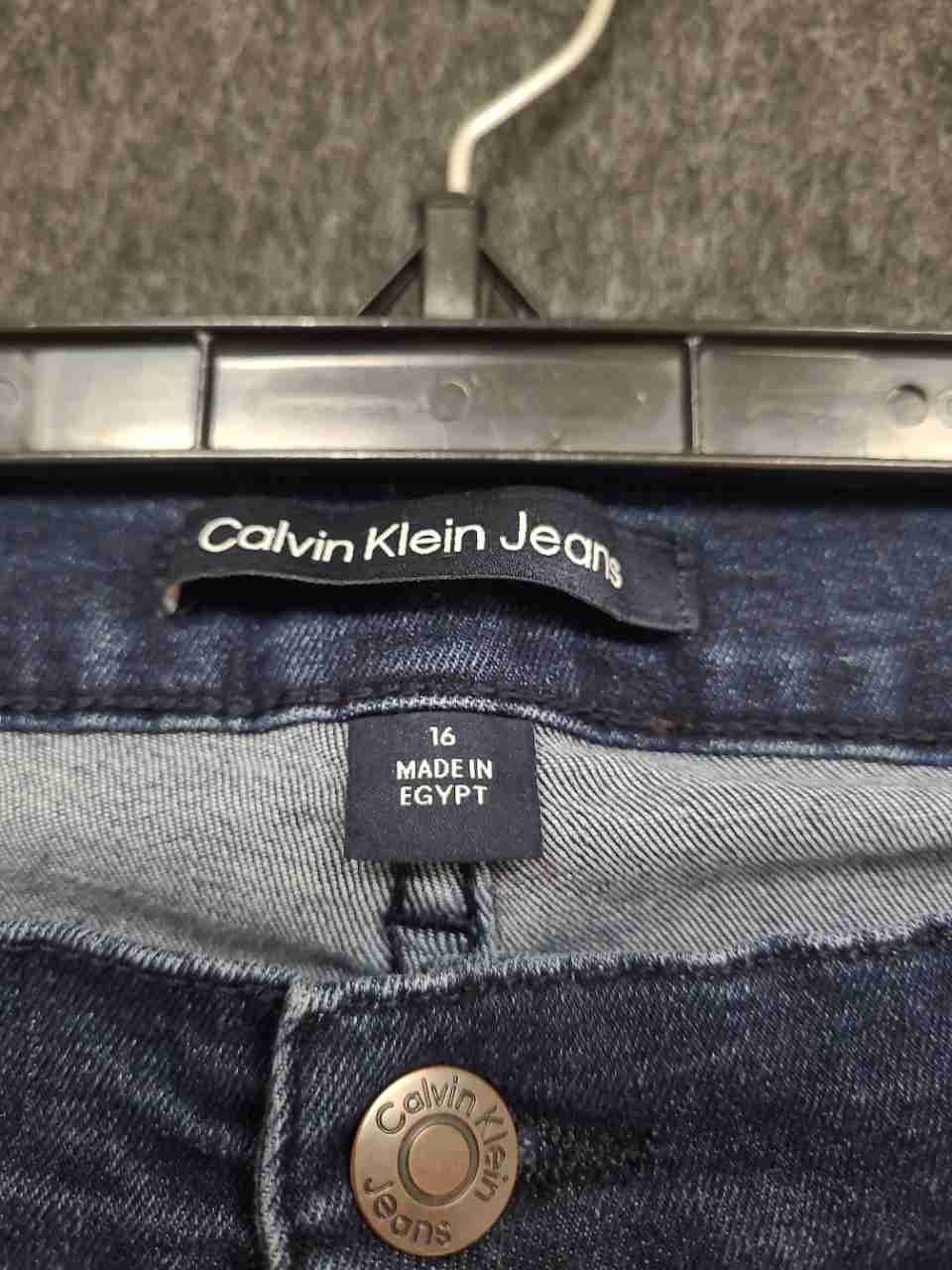 Calvin Klein Jeans Women's Dark Wash High Rise Skinny Repreve Denim Jeans Sz 16