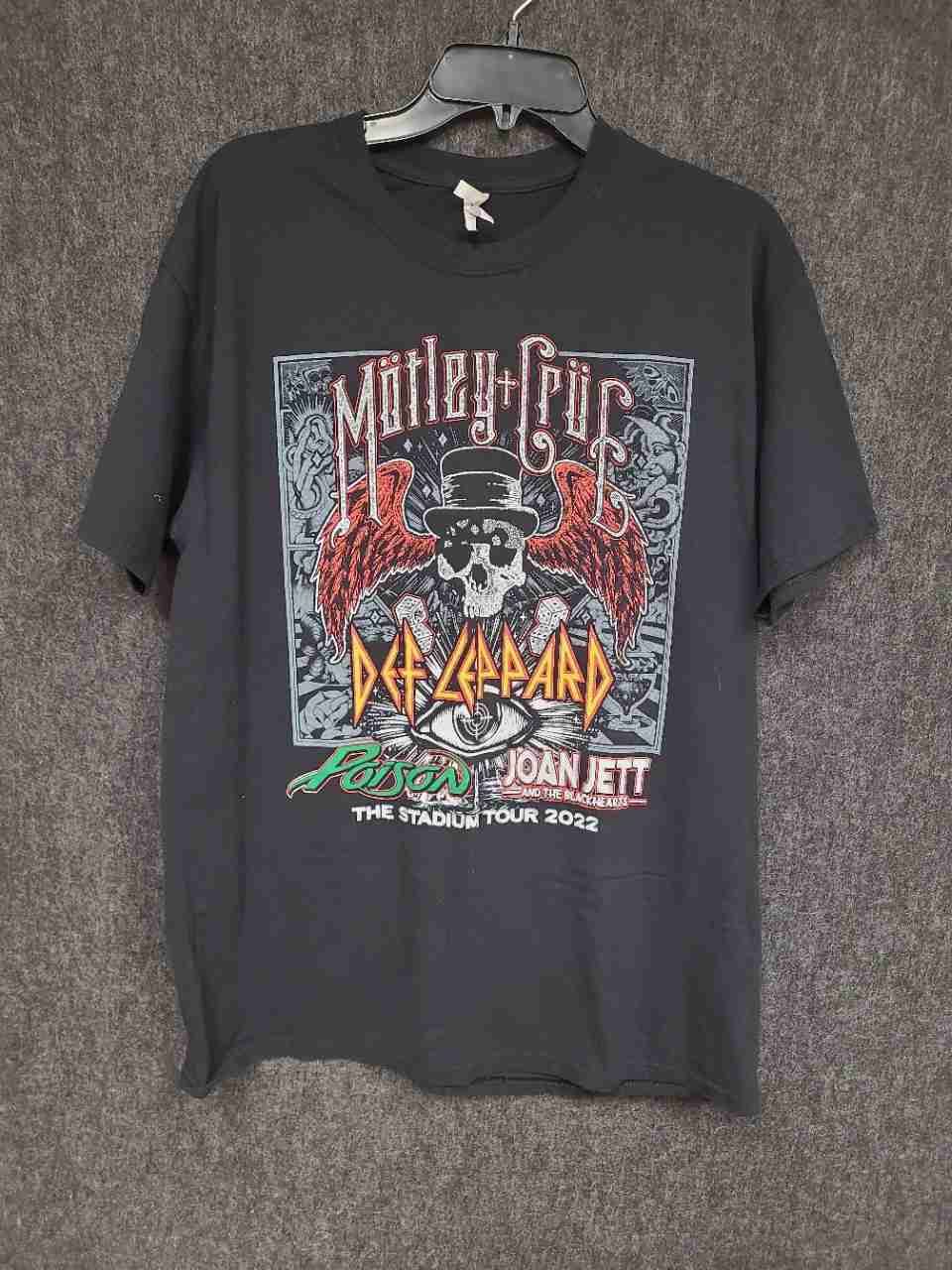 Motley Crue Def Leppard Poison Joan Jett 2022 Stadium Tour Double Stitch Sz L