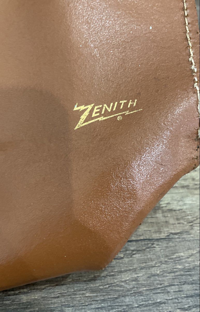Vintage 70s Zenith Tan Brown Leather Perforated Flap Crossbody Shoulder Bag