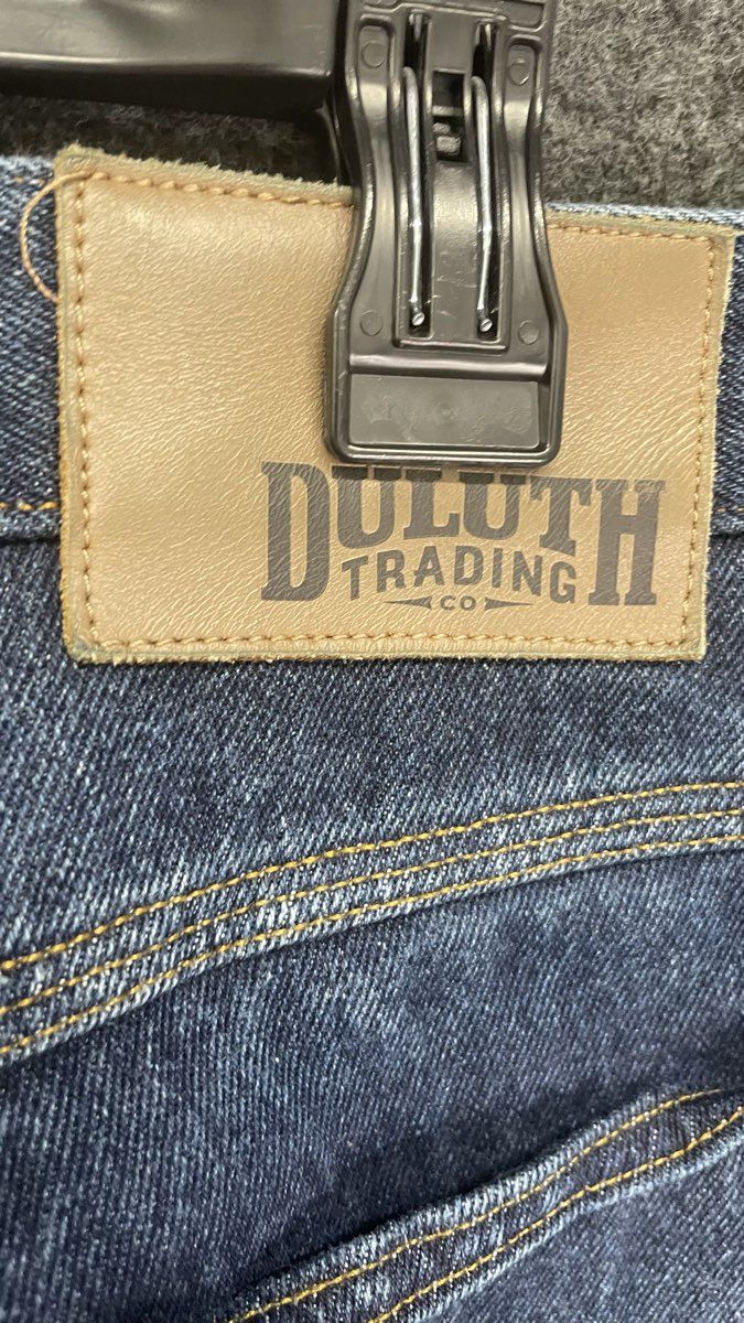 Duluth Trading Co Men's Relaxed Fit Fleece Lined Bonded Denim Jeans Blue 34x32