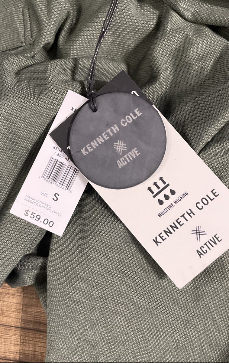 Kenneth Cole Men's Green Active Moisture Wicking Polo Shirt NWT Sz S
