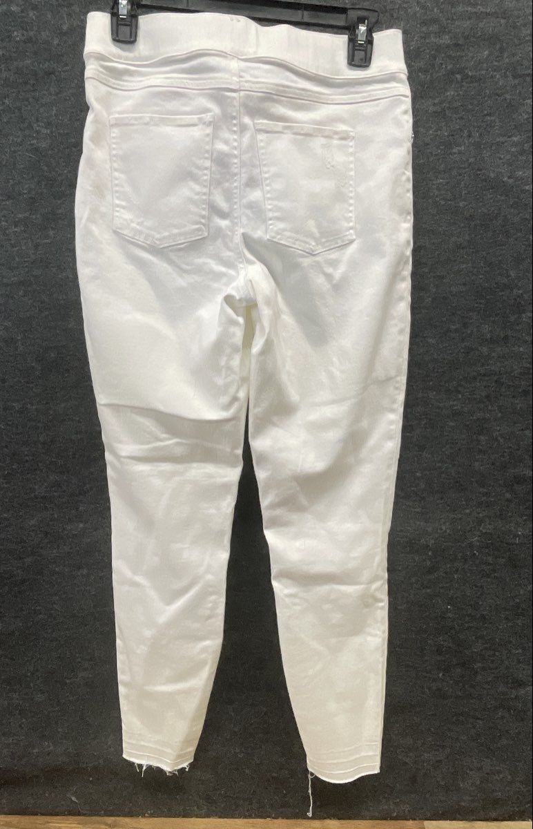Spanx Women's White Jean-ish Distressed Ankle Leggings Raw Hem Sz M NWT