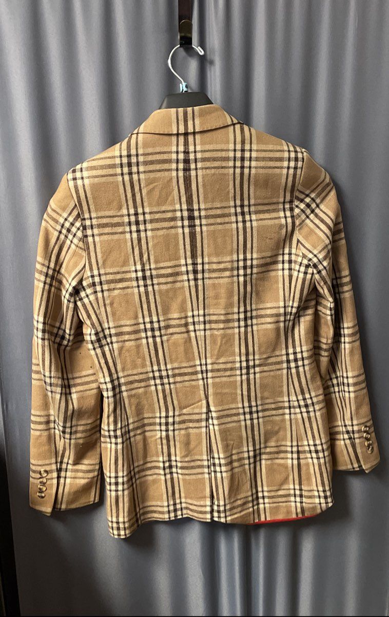 Sean John Men's Tan Plaid Wool Blend Blazer Sport Coat Jacket Sz S
