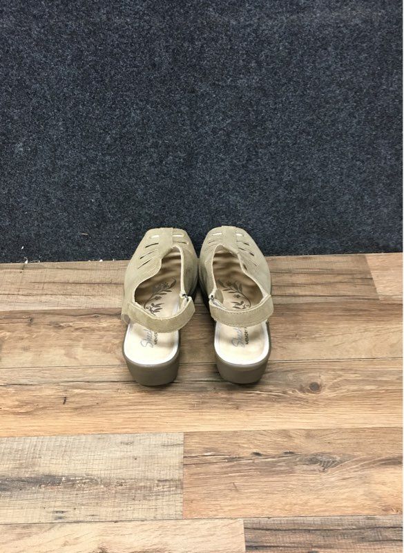 Skechers Vinyasa Amber Glow Wedge Sandals Dark Taupe Women's Size 8.5