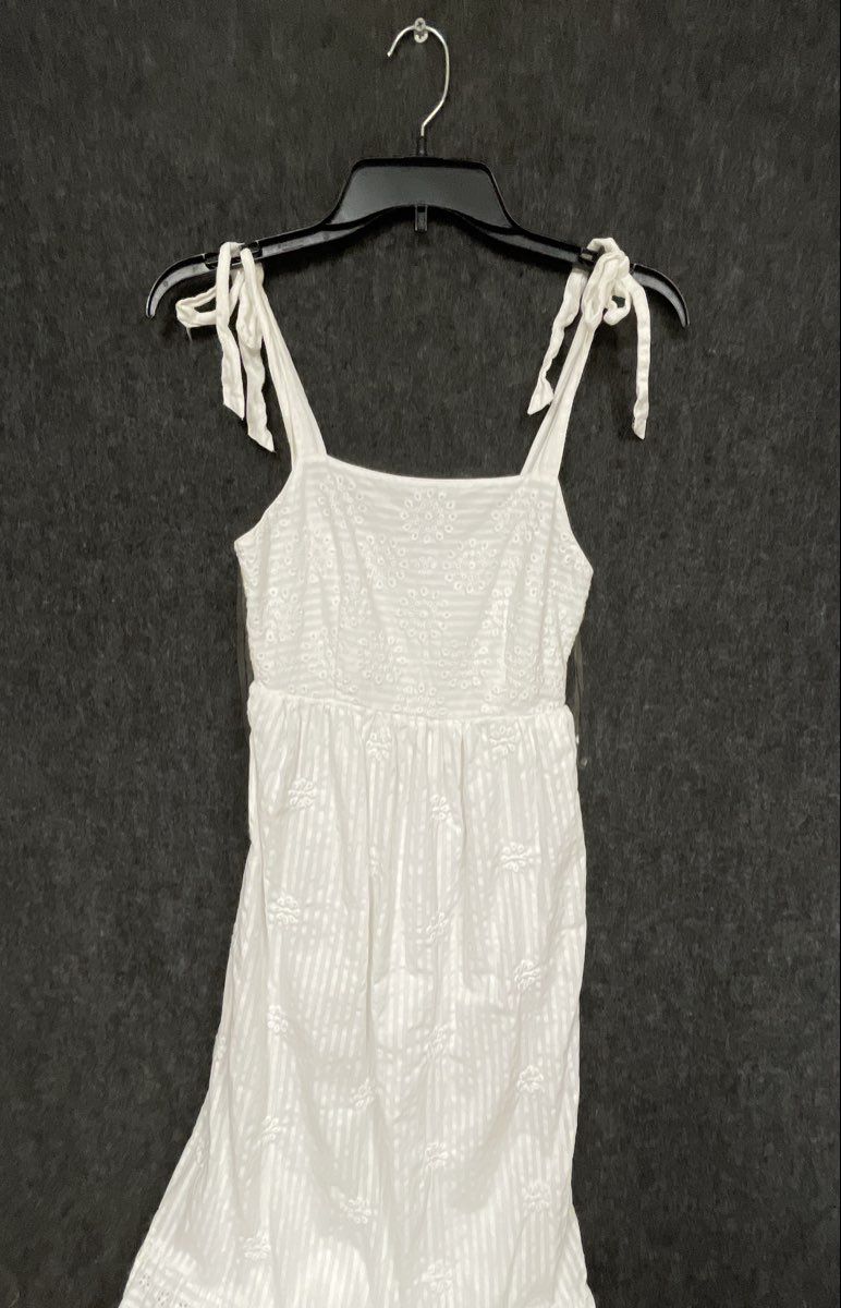 American Eagle Women's White Eyelet Embroidered Tie Shoulder Sun Dress Sz XS
