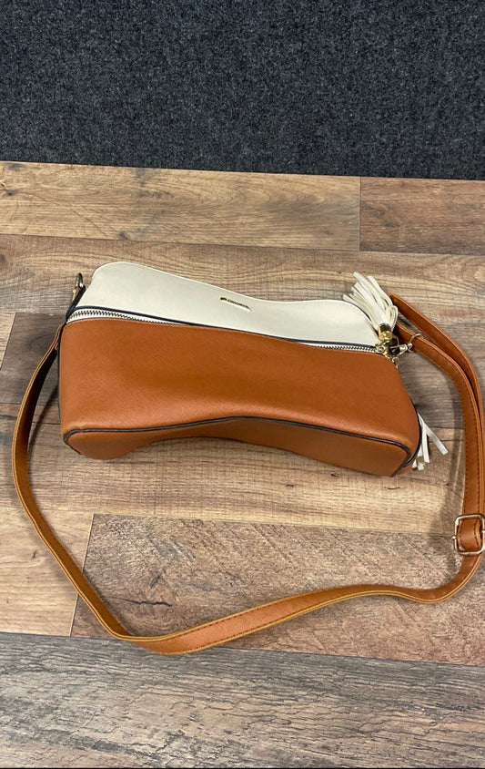 Elim&Paul Brown Cream Colorblock Tote Crossbody Handbag Purse Lot of 2