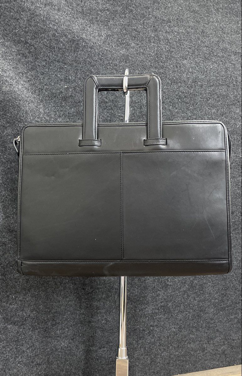 Ogio Black Leather Briefcase Business Laptop Bag Front Zip Pocket Professional